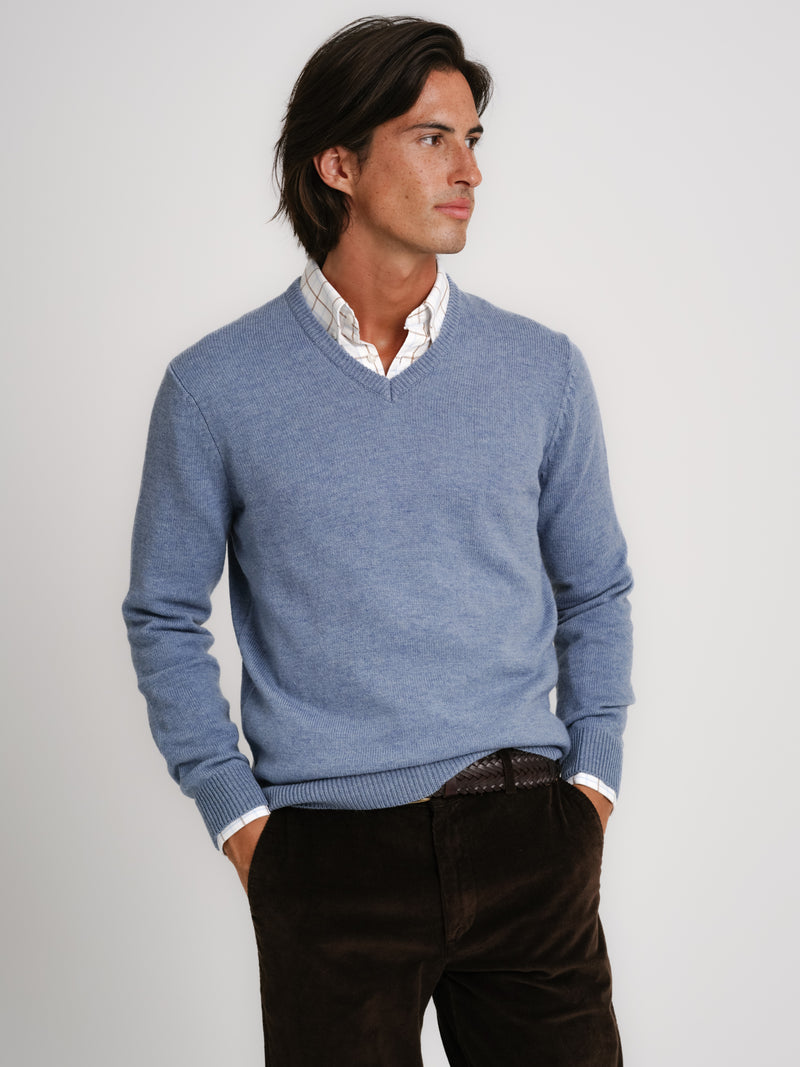 Blue Thick Wool Pullover