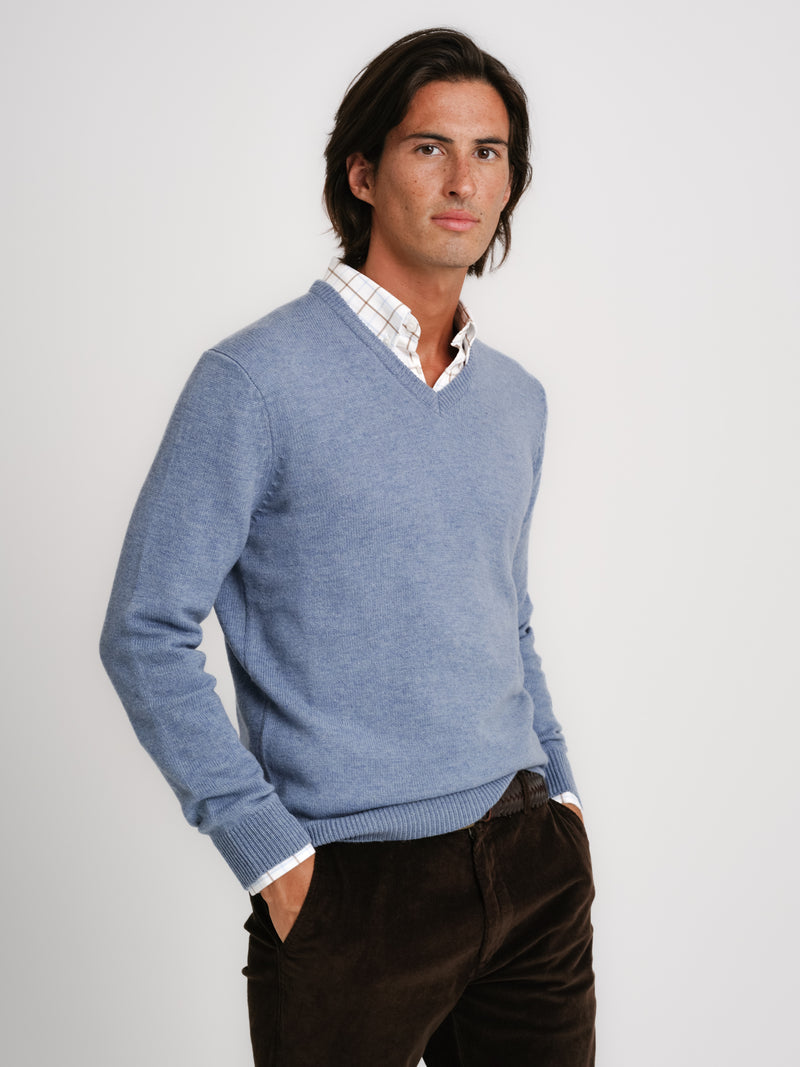 Blue Thick Wool Pullover