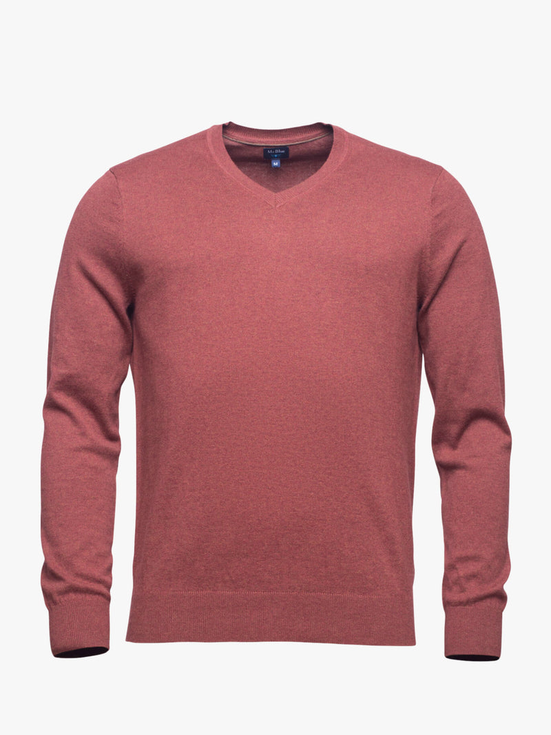 Brick orange cotton and cashmere sweater with a bateau neckline
