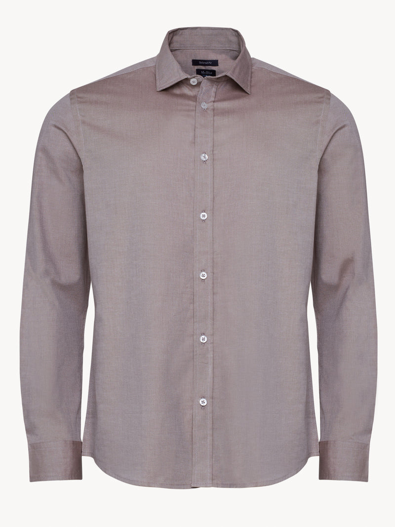 Camisa Tailored fit Twill Castanha