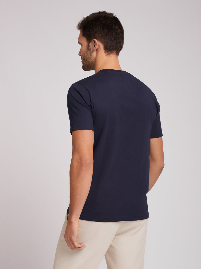 navy blue 100% cotton T-shirt with logo