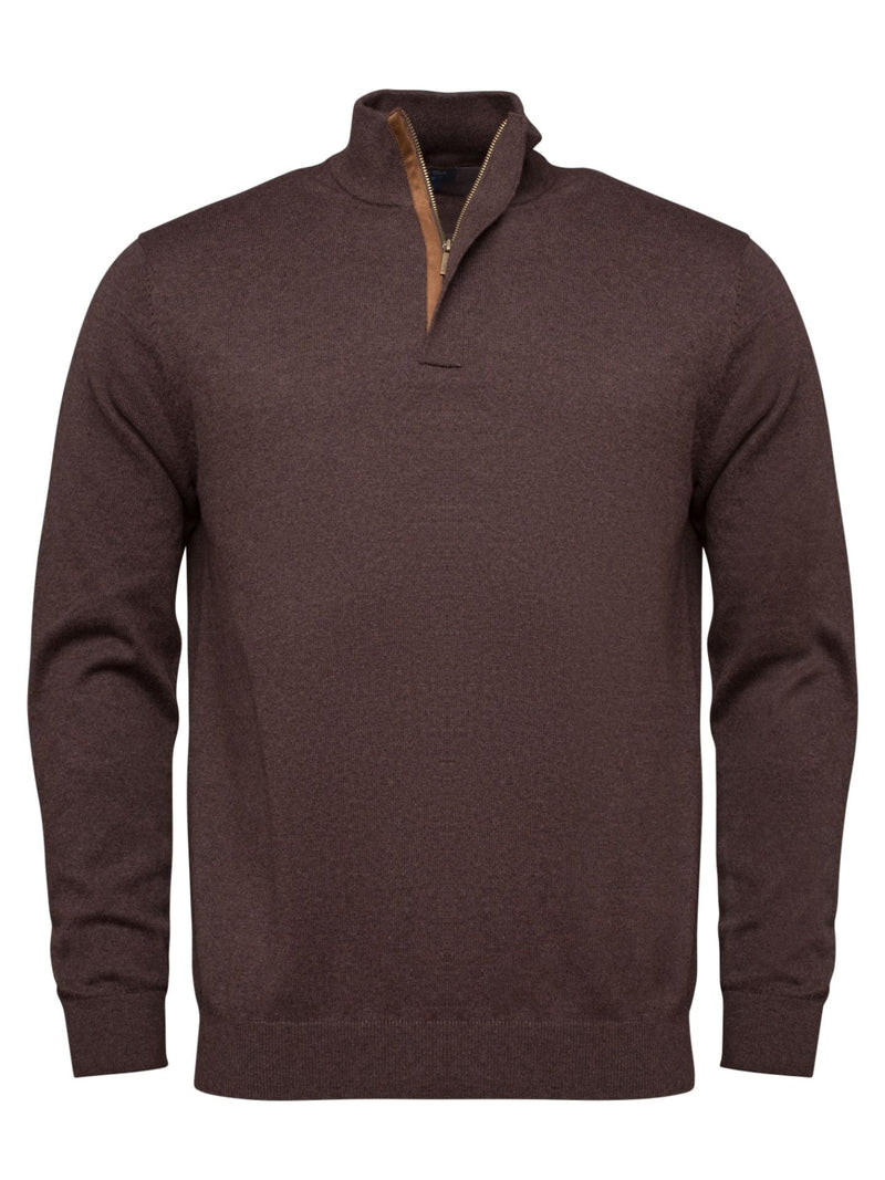 Cotton and Cashmere Pullover with Zipper Collar