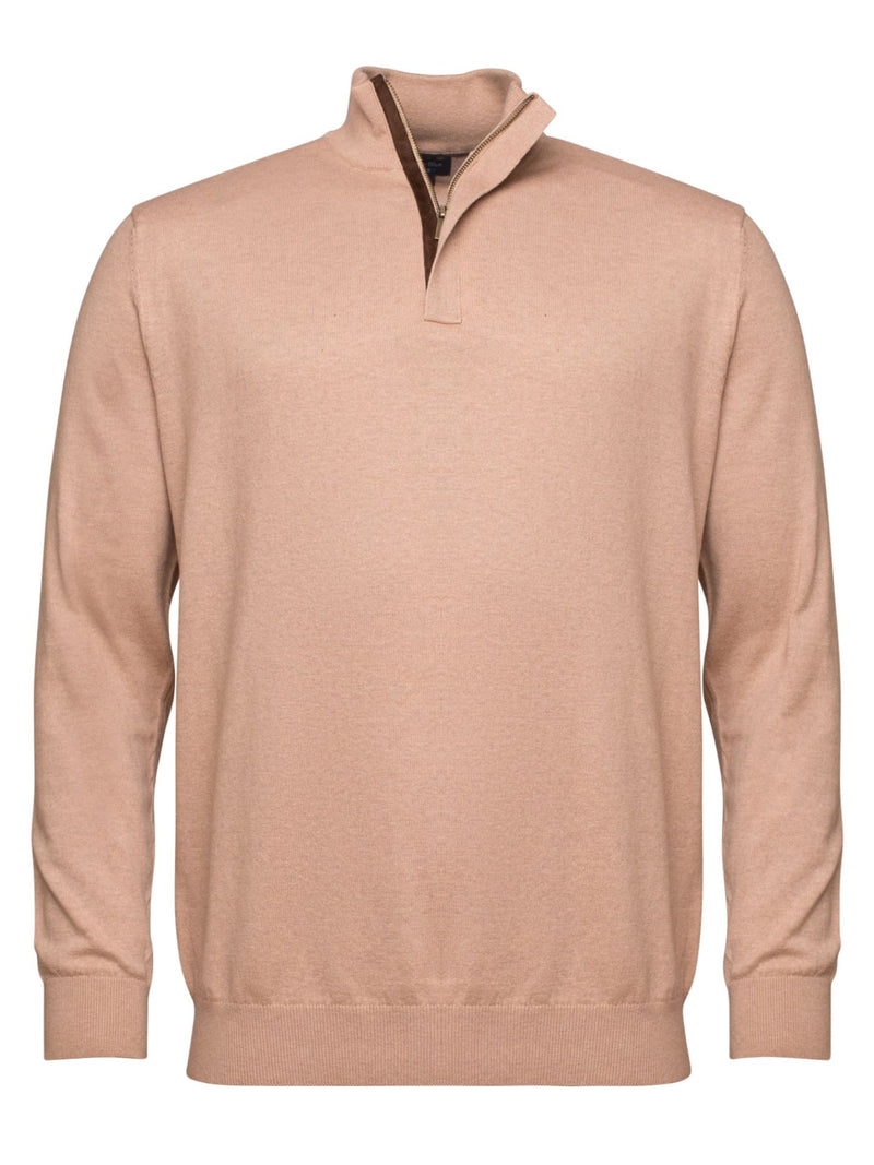 Cotton and Cashmere Pullover with Zipper Collar