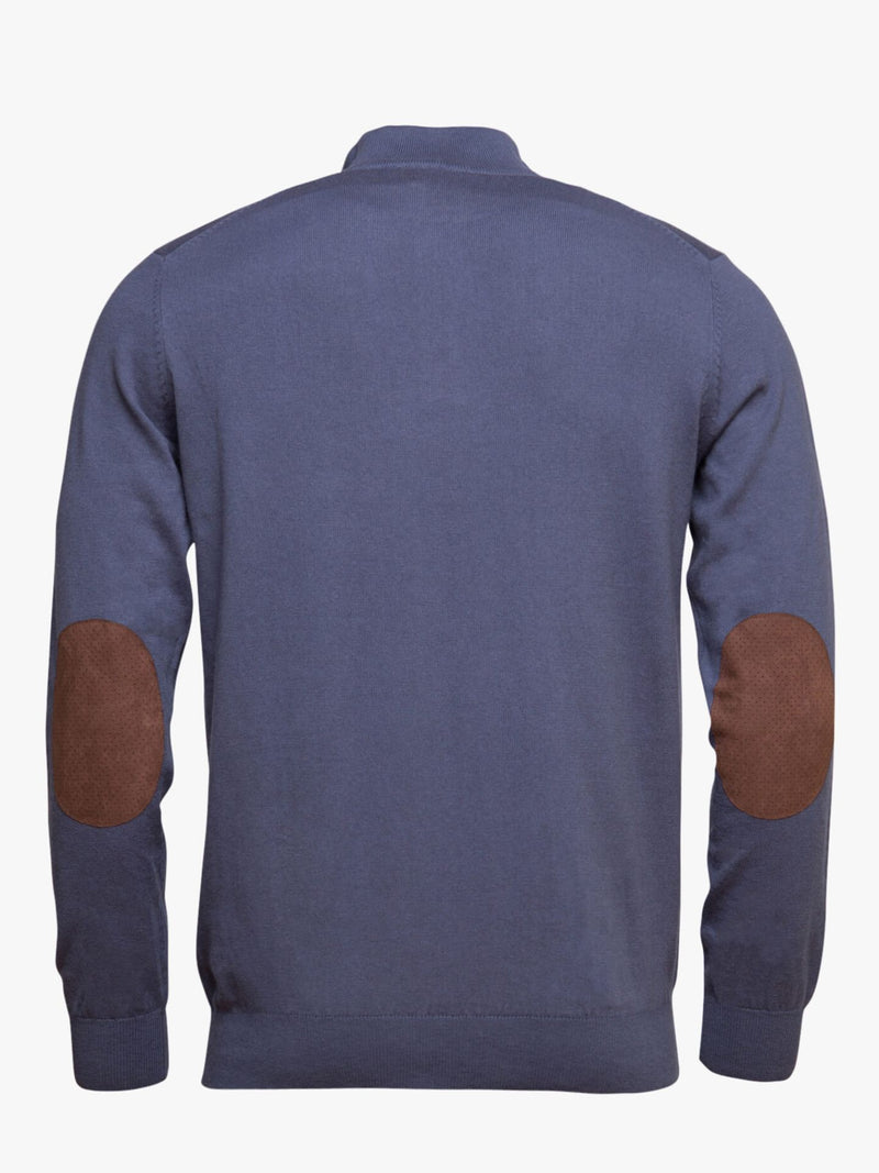 Cotton and Cashmere Pullover with Zipper Collar