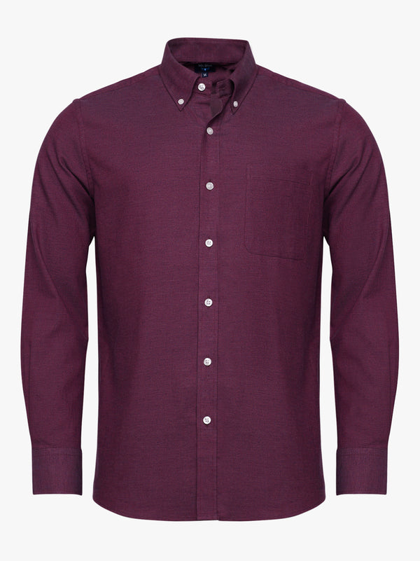 Camisa Regular Fit Oxford Bordeaux
