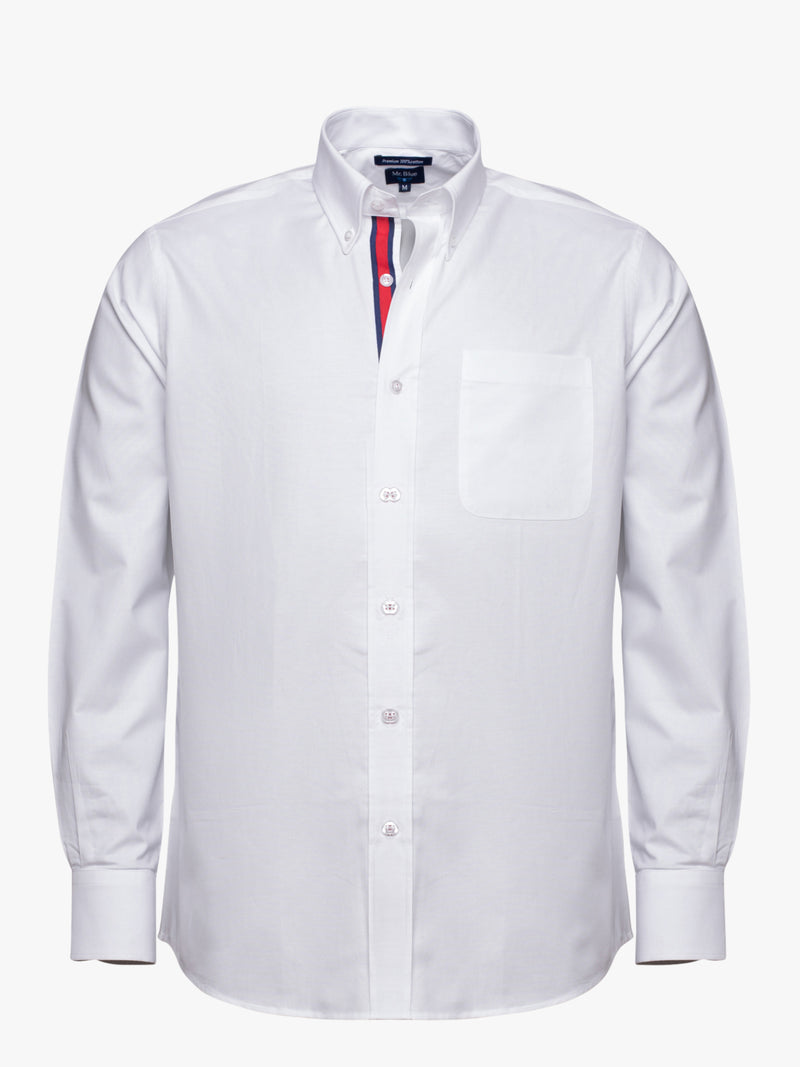 Camisa Oxford lisa branco com bolso