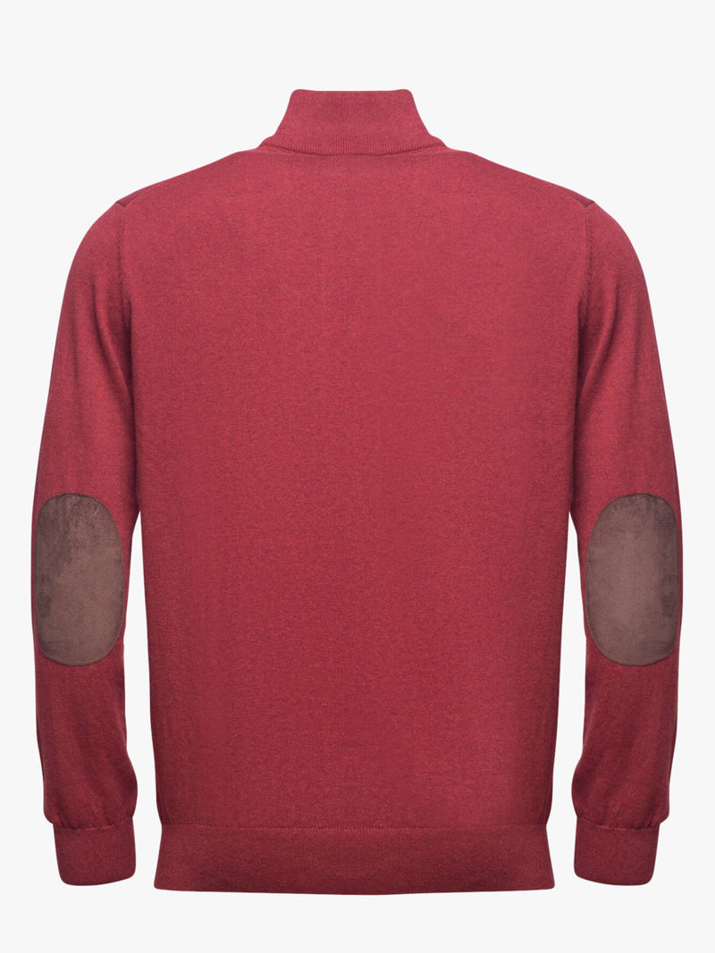 Jersey rojo medio de algodón y cachemira con cuello de cremallera