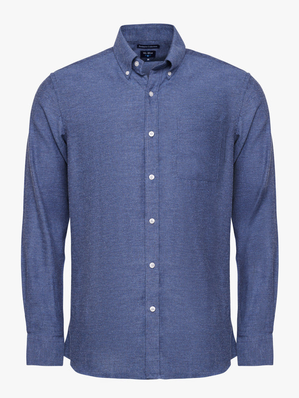 Camisa Regular Fit Franela Azul