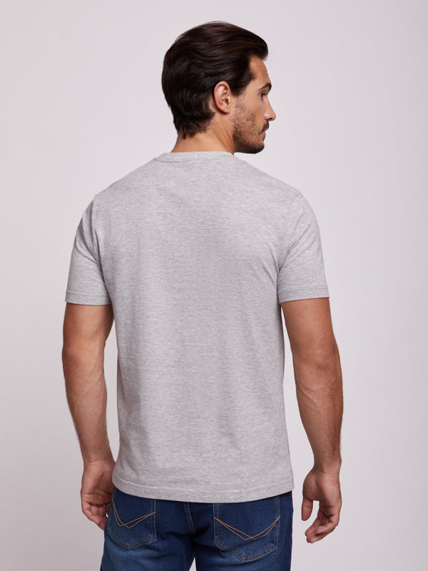 Light gray cotton T-shirt with embroidered logo and pocket