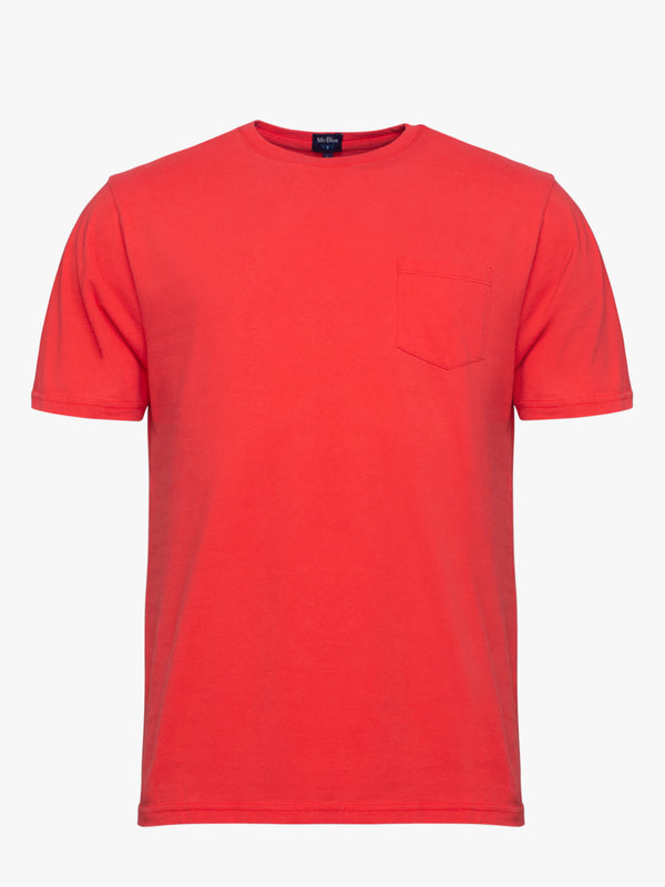 T-shirt algodão vermelho com logo bordado e bolso