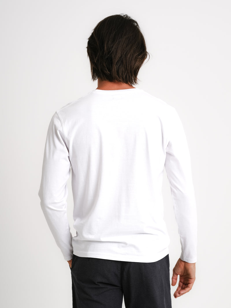 T-shirt blanc à manches longues 100 % coton