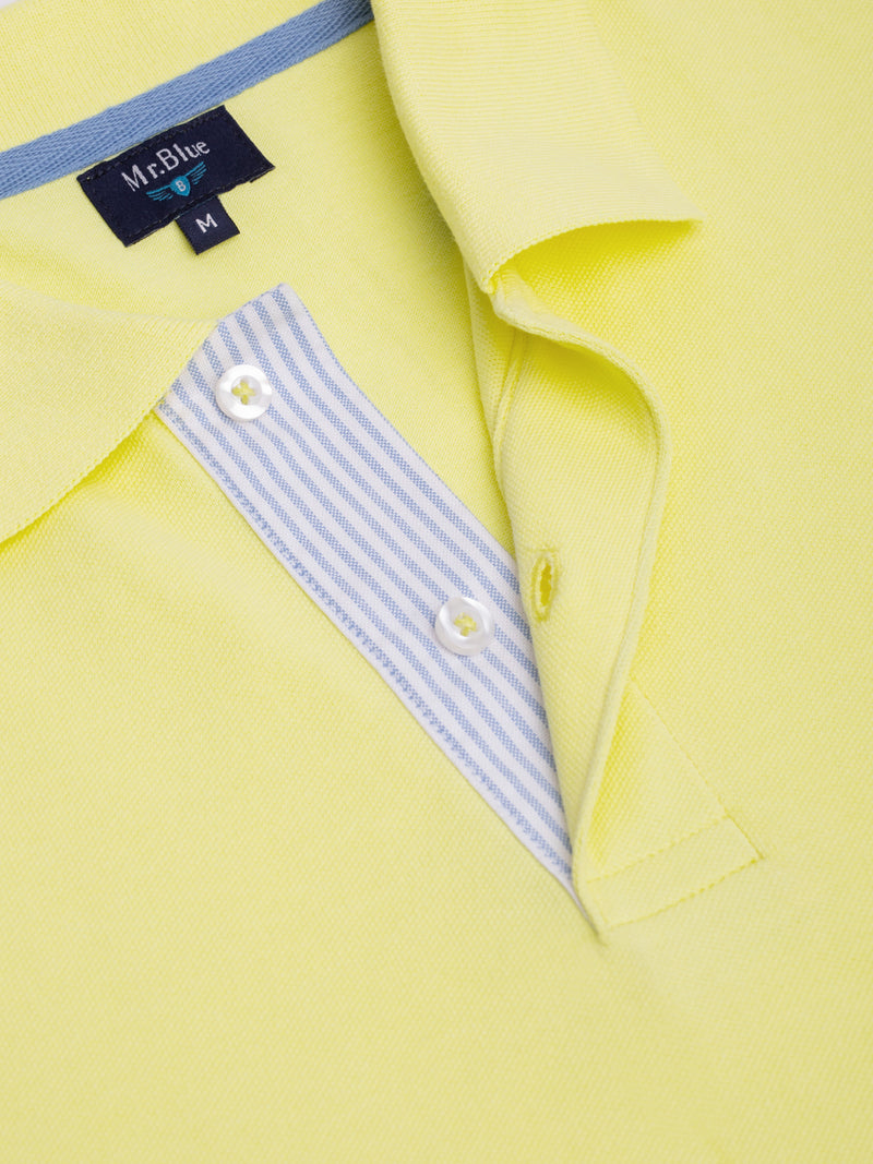 Yellow piquet polo short sleeve 100% cotton
