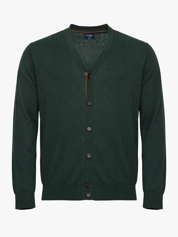 Cardigan fin en cachemire vert