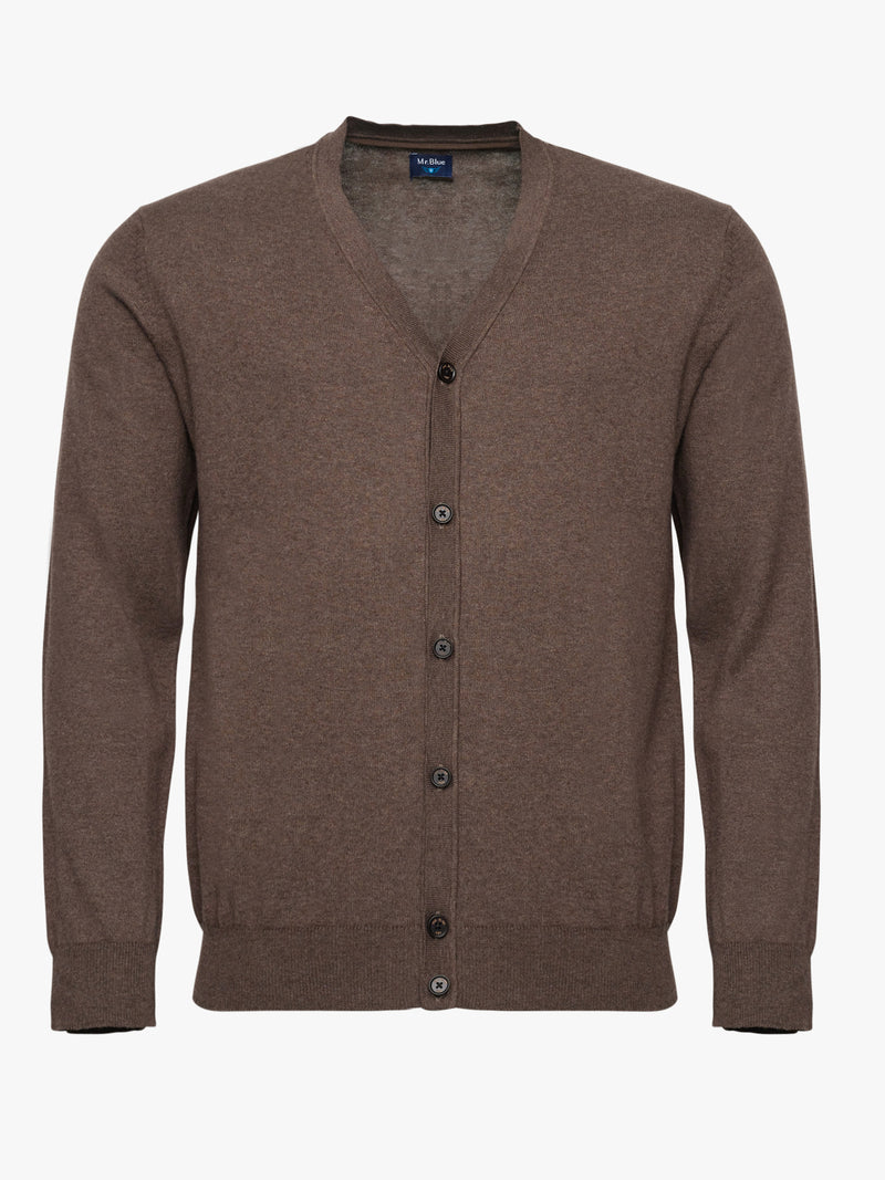 Cardigan fin en cachemire marron