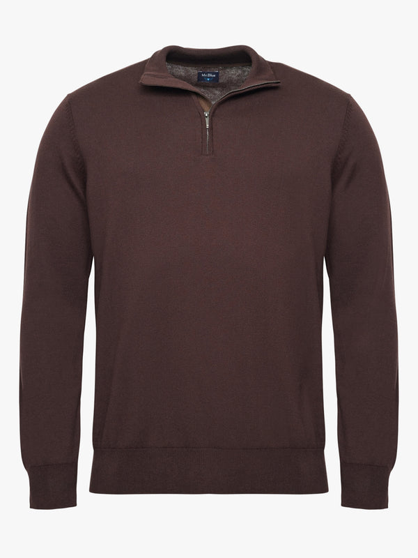 Pull fin en cachemire marron