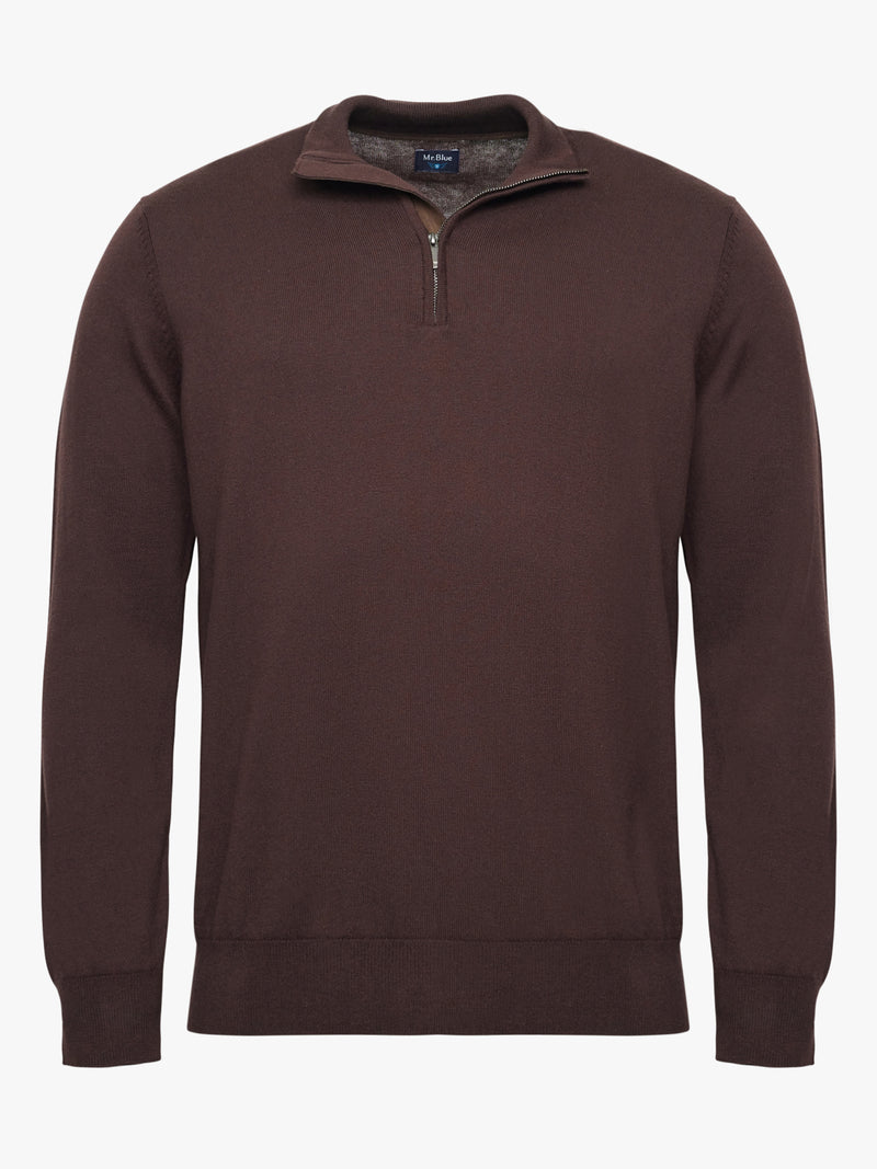 Pull fin en cachemire marron