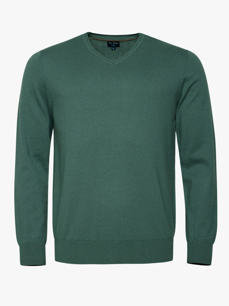 Green Slim Merino Wool Pullover