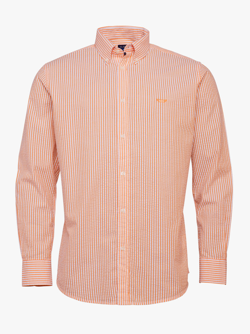 Camisa Regular Fit Seersucker Laranja Mr. Blue