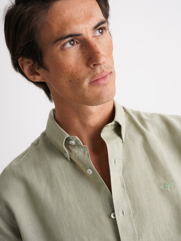 Camisa Regular Fit Linho Verde Mr. Blue