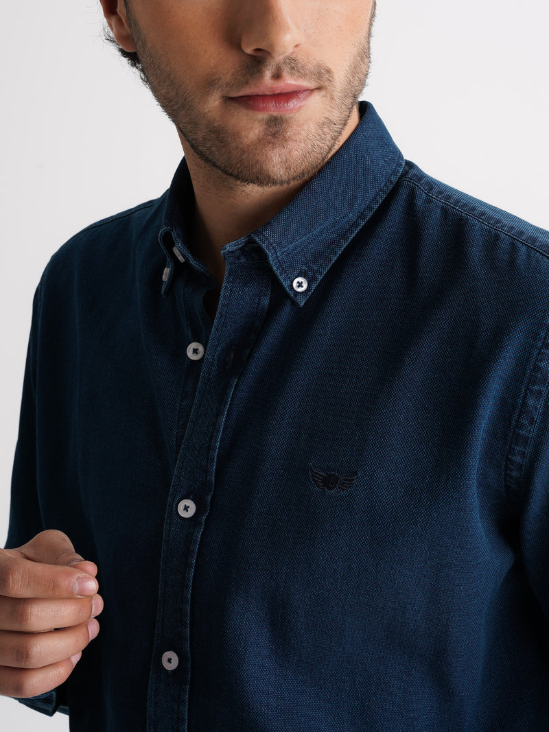 Camisa Regular Fit Denim Azul Mr. Blue