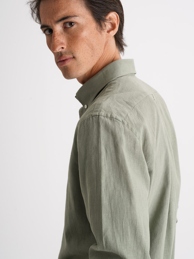 Camisa Regular Fit Linho Verde Mr. Blue